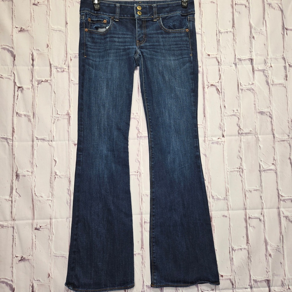 American Eagle Artist Jeans Blue Flare Low Rise Denim Women 6 Regular